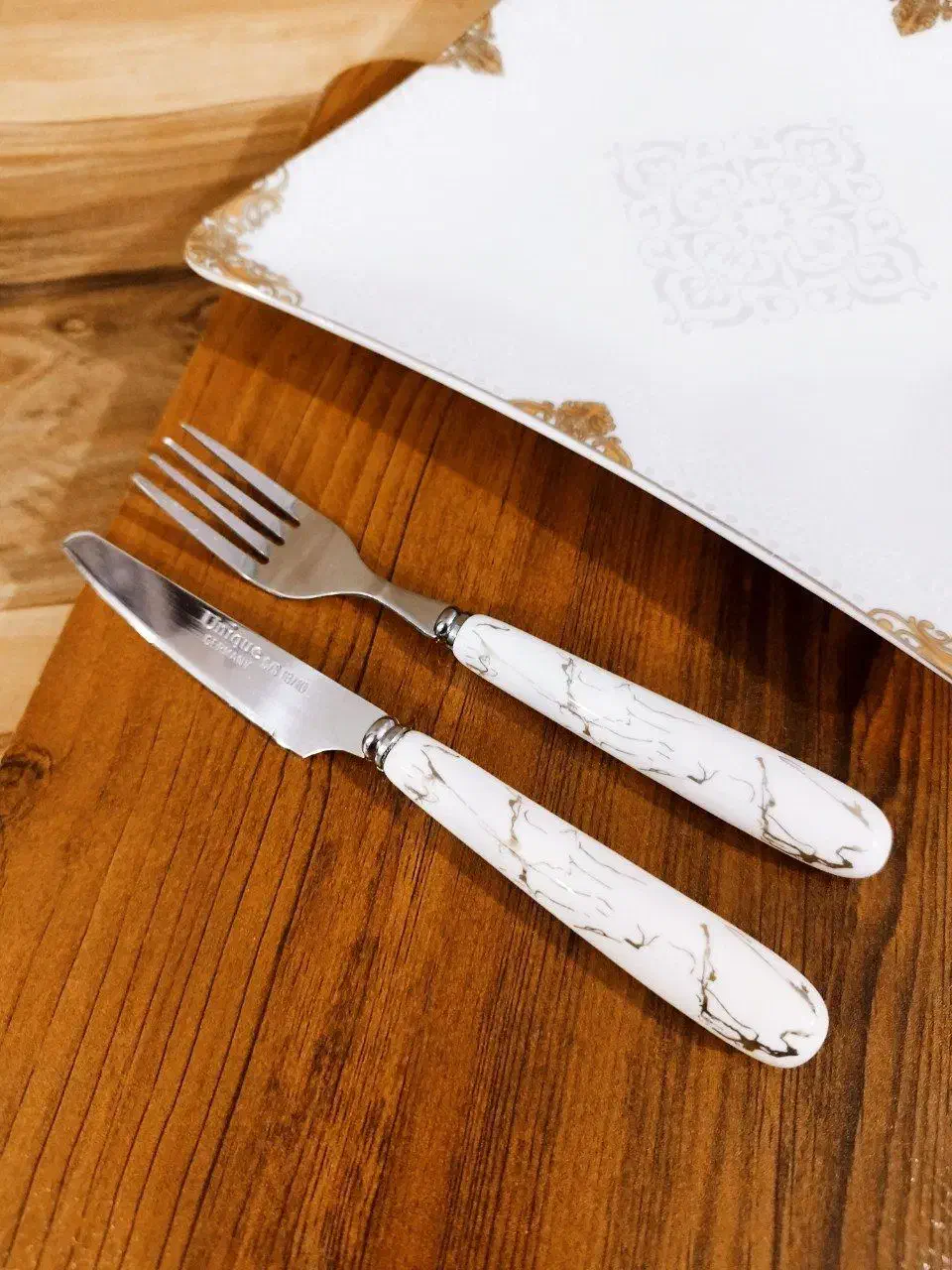 چاقو کارد و چنگال سرامیکی پذیرایی یونیک خط طلا|ظروف سرو و پذیرایی|کرمانشاه, |دیوار