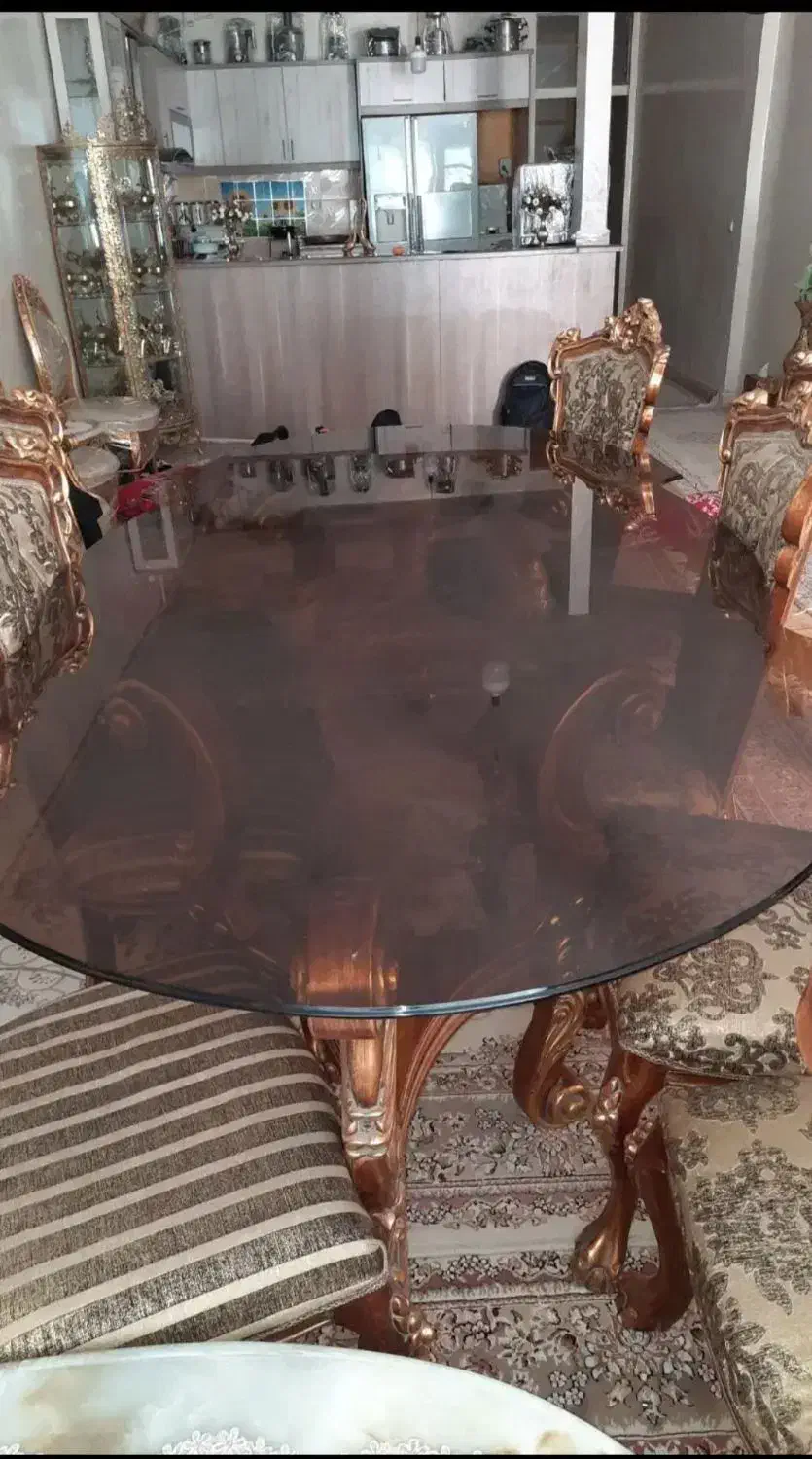 ناهارخوری ۷نفره‌طلا‌کوب‌|میز و صندلی غذاخوری|تهران, خاک سفید|دیوار