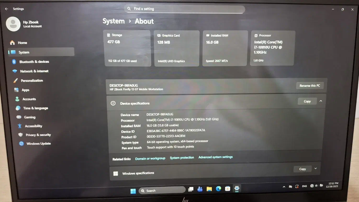 hp z bock tach cor i7 10 ram16|رایانه همراه|قزوین, |دیوار