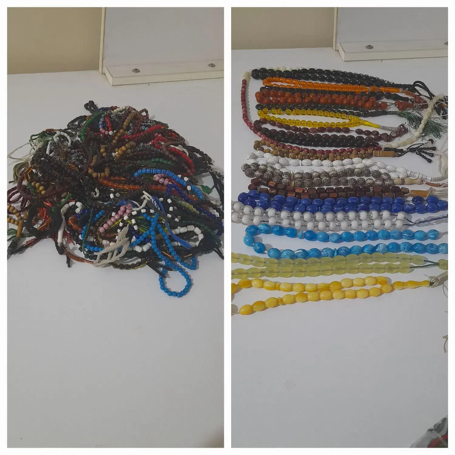 تعداد زیادی تسبیح قدیمی وجدید|کلکسیون اشیاء عتیقه|رودهن, |دیوار