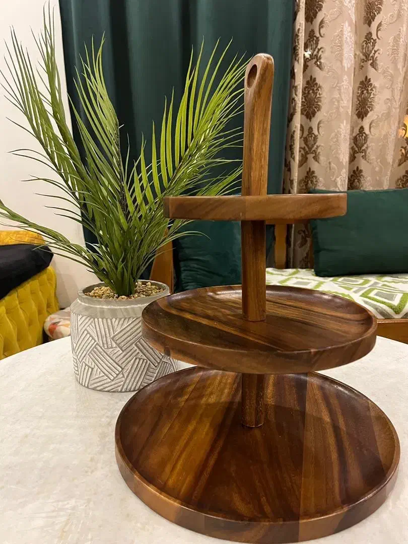 شیرینی خوری سه طبقه چوبی تایلندی|ظروف سرو و پذیرایی|کیش, |دیوار