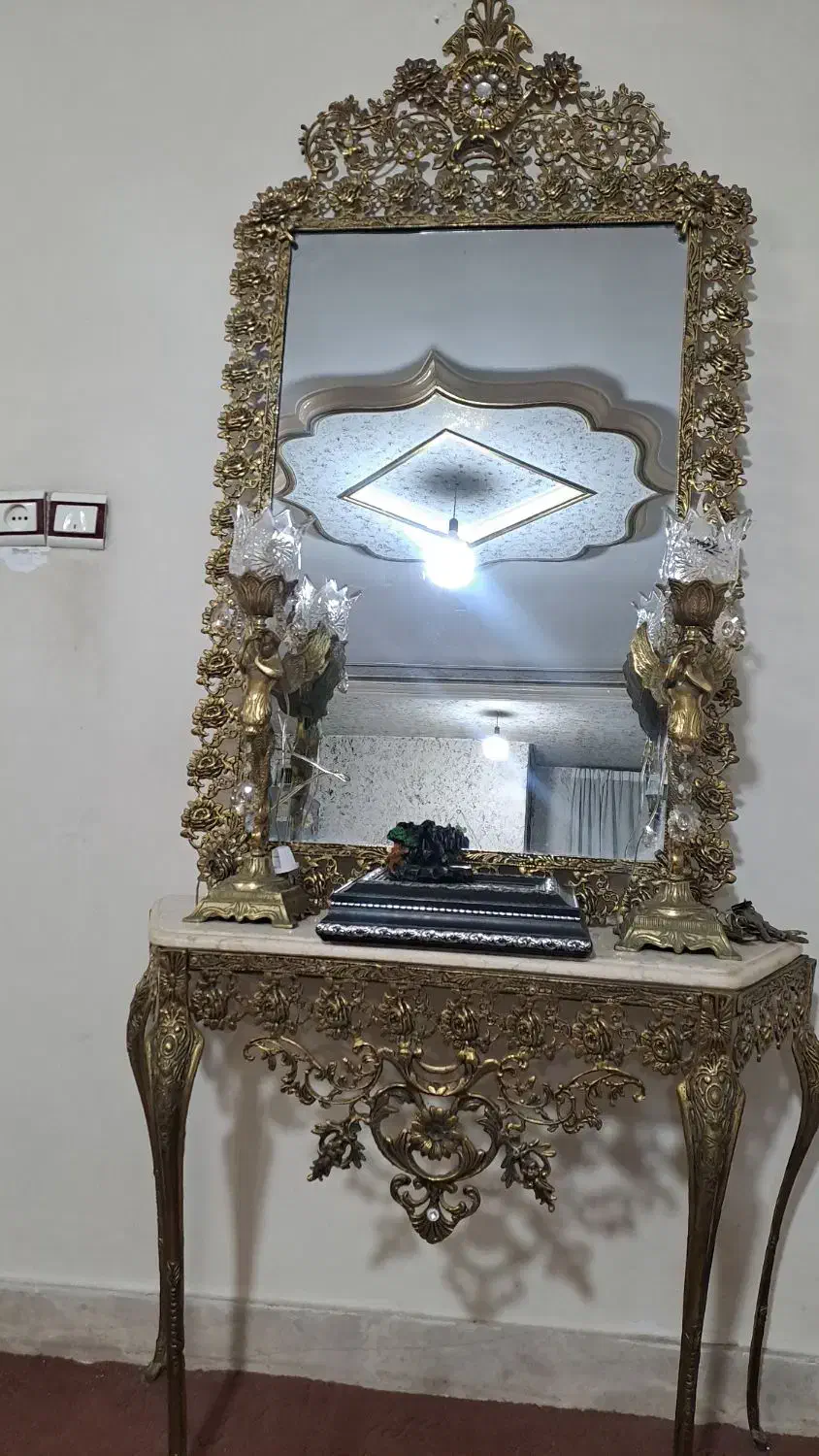 برنجی بوفه ،میزتلوزیون،اینه شمدون ست گل رز|بوفه، ویترین، کنسول|پاکدشت, پاکدشت (مامازند)|دیوار