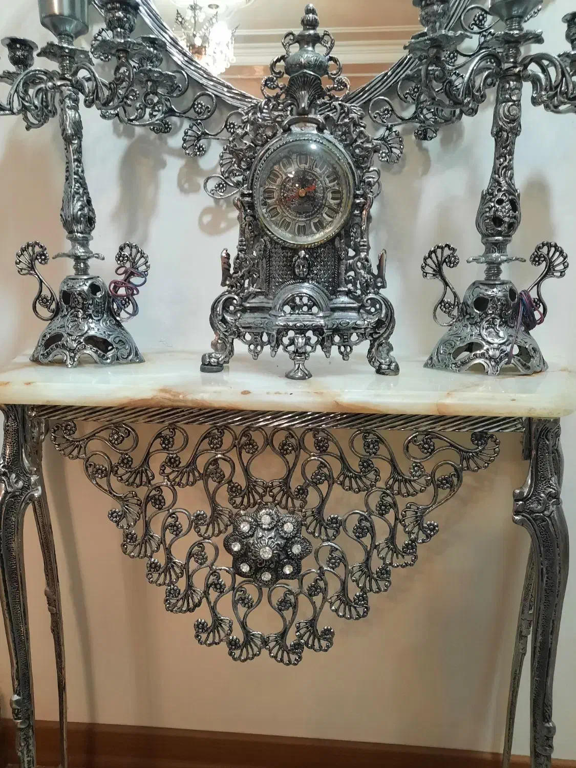 آینه و شمعدان با جنس برنج، صفر نو|آینه|اهر, |دیوار