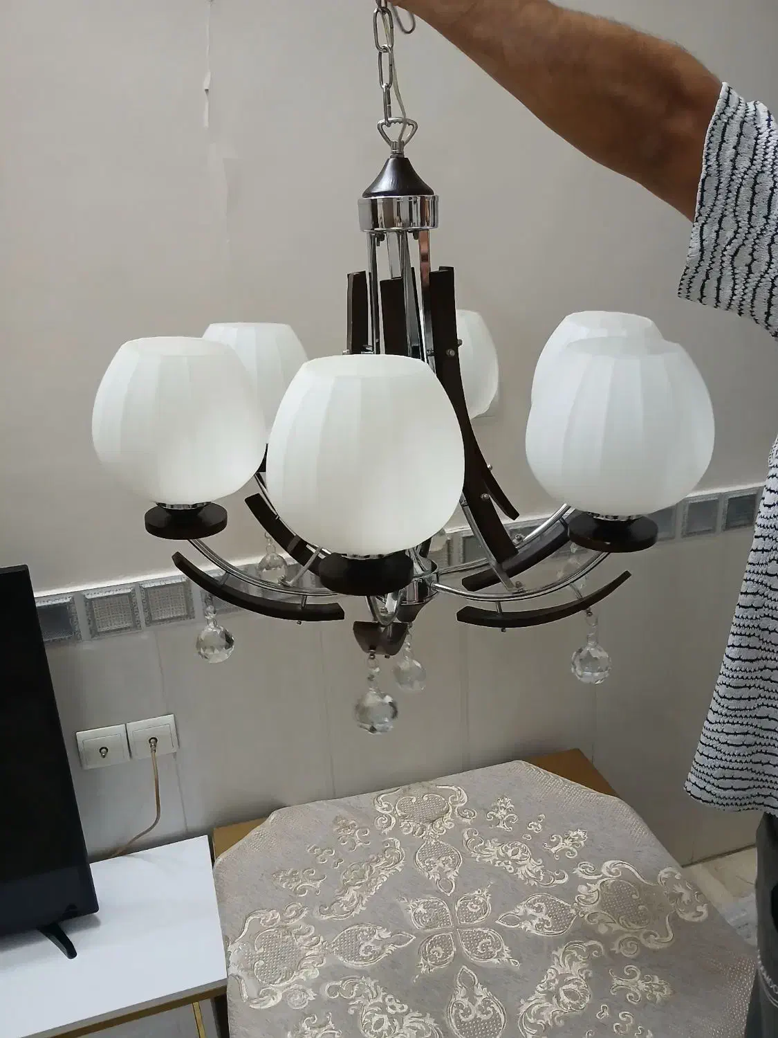 لوستر ۶ شاخه استیل درحد نو|لوستر و چراغ آویز|تهران, بهارستان|دیوار