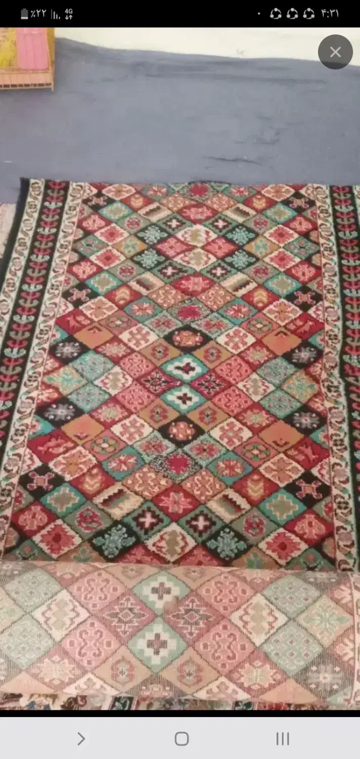 فرش کناره یک در۳ متر|گلیم، جاجیم، گبه|اندیشه, اندیشه فاز ۱|دیوار