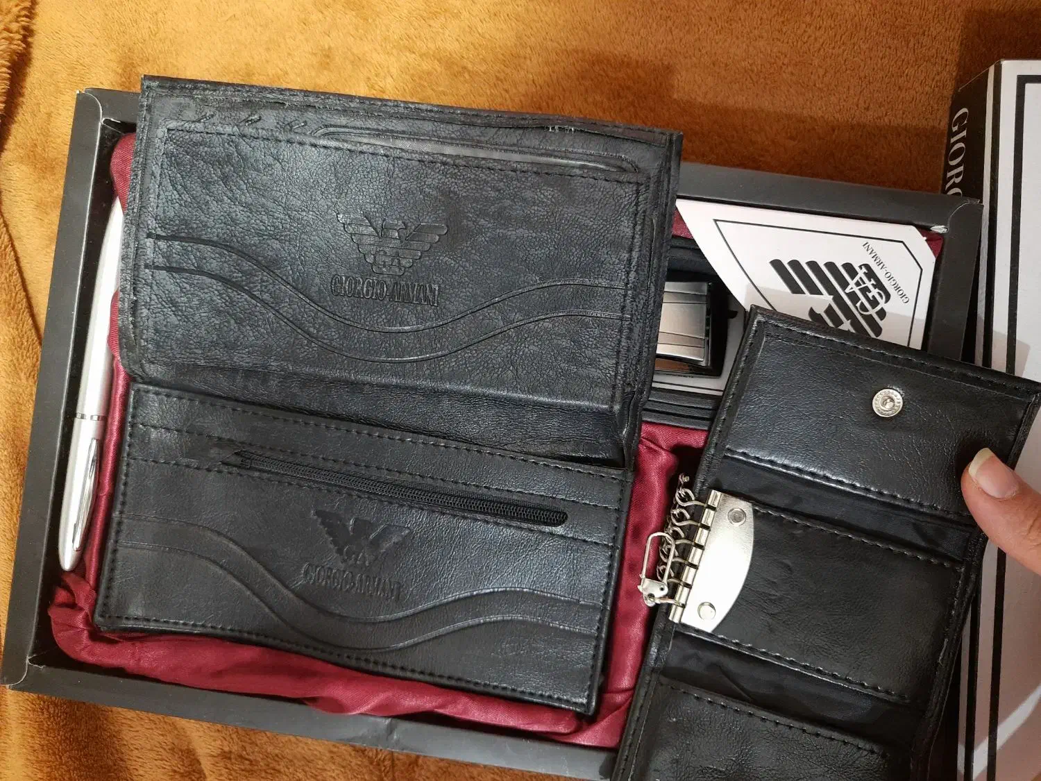 ست چرم کیف پول و جاکارتی و کمربند و خودکار|کیف، کفش، کمربند|دزفول, |دیوار