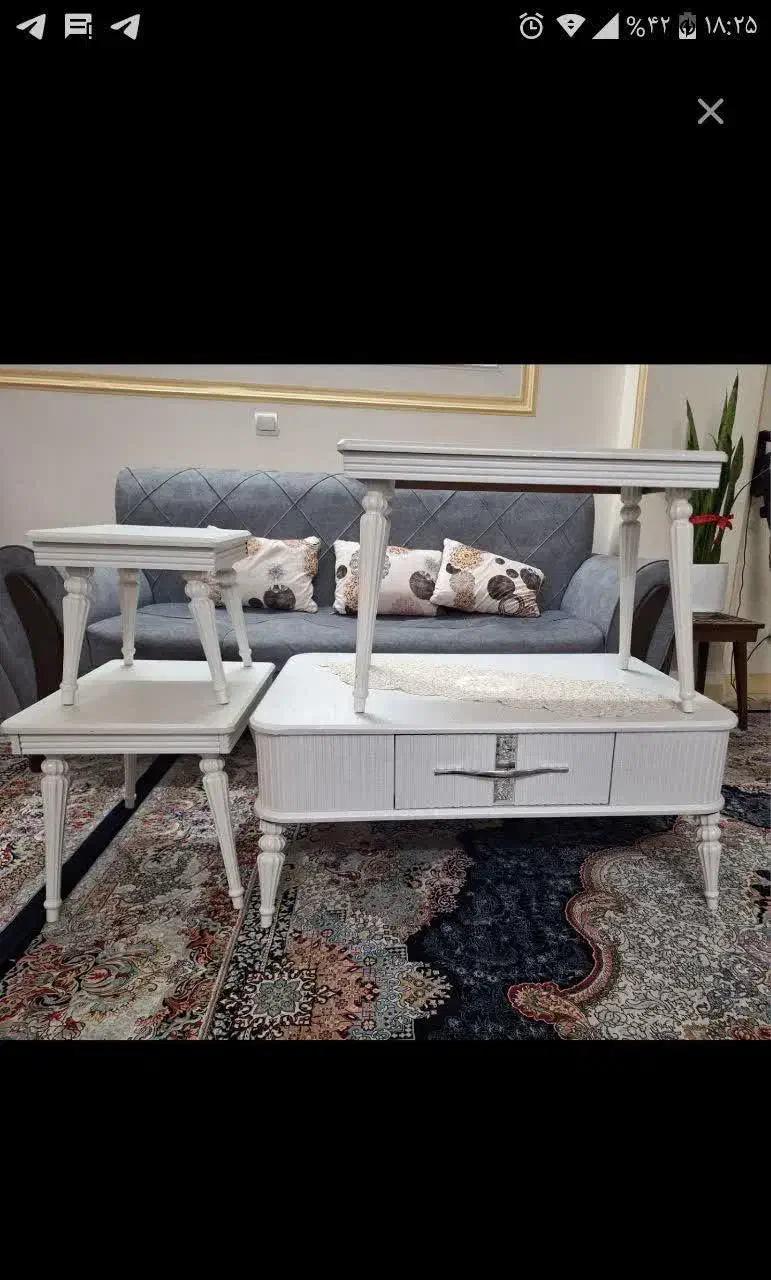 میز وسط چوبی به همراه 3عدد میز عسلی کنار مبلی|مبلمان خانگی و میز عسلی|قائمشهر, |دیوار