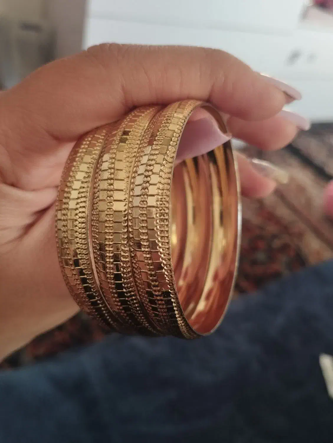 ۳عدد النگو طلا روس رنگ ثابت ثابت جفت طلا|بدلیجات|میانه, |دیوار