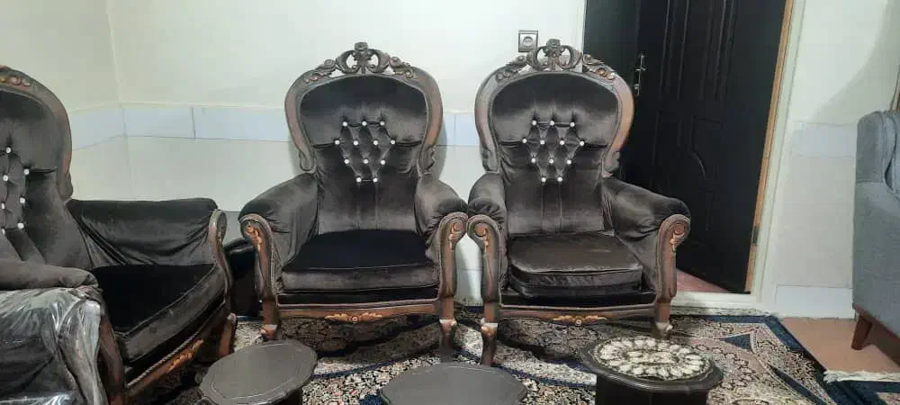 مبلمان سلطنتی ۹نفره|مبلمان خانگی و میز عسلی|ابریشم, |دیوار