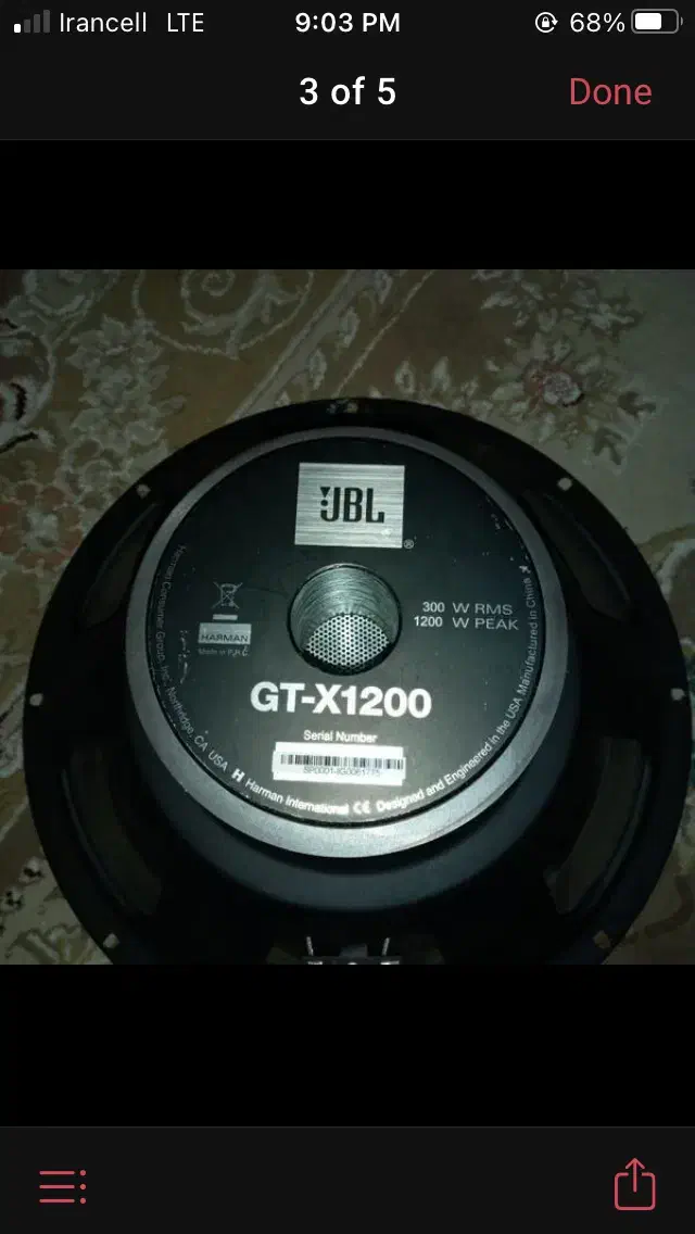 ساب باکس ۹۰ لیتری Jbl 1200 orginal|سیستم صوتی خانگی|رشت, معلم|دیوار