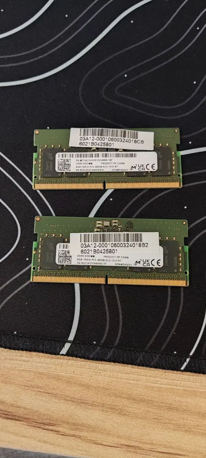 دوعدد رم ۸ گیگ DDR5 با باس ۴۸۰۰ مخصوص لب تاپ|قطعات و لوازم جانبی رایانه|آبادان, |دیوار