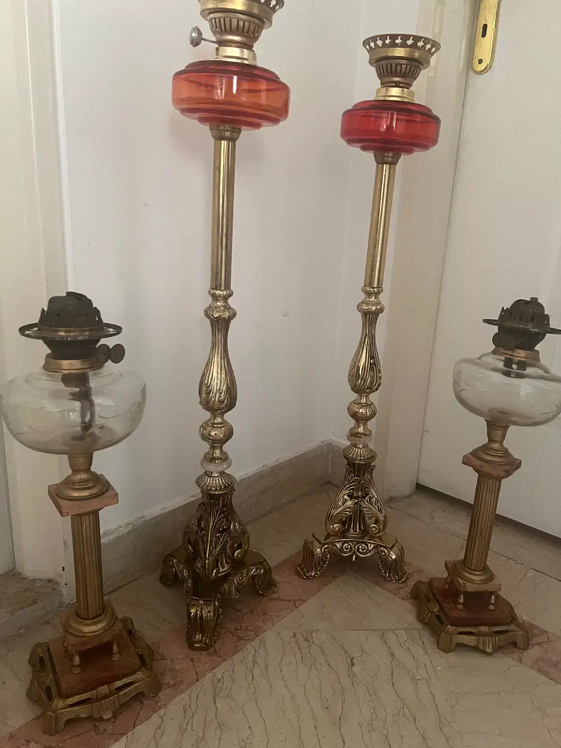 چراغ قدیمی پایه برنزفرانسه قدیمی ۲جفت|کلکسیون اشیاء عتیقه|تهران, پونک|دیوار