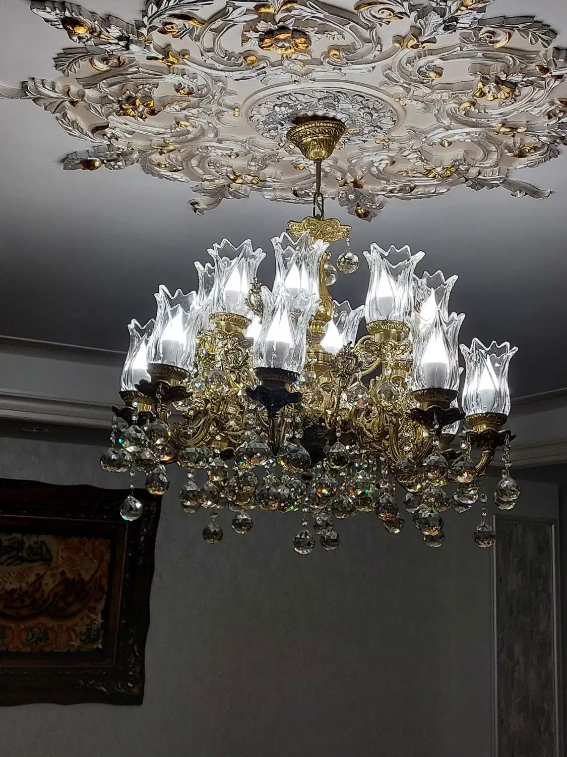 لوستر تمام برنز|لوستر و چراغ آویز|اردبیل, |دیوار