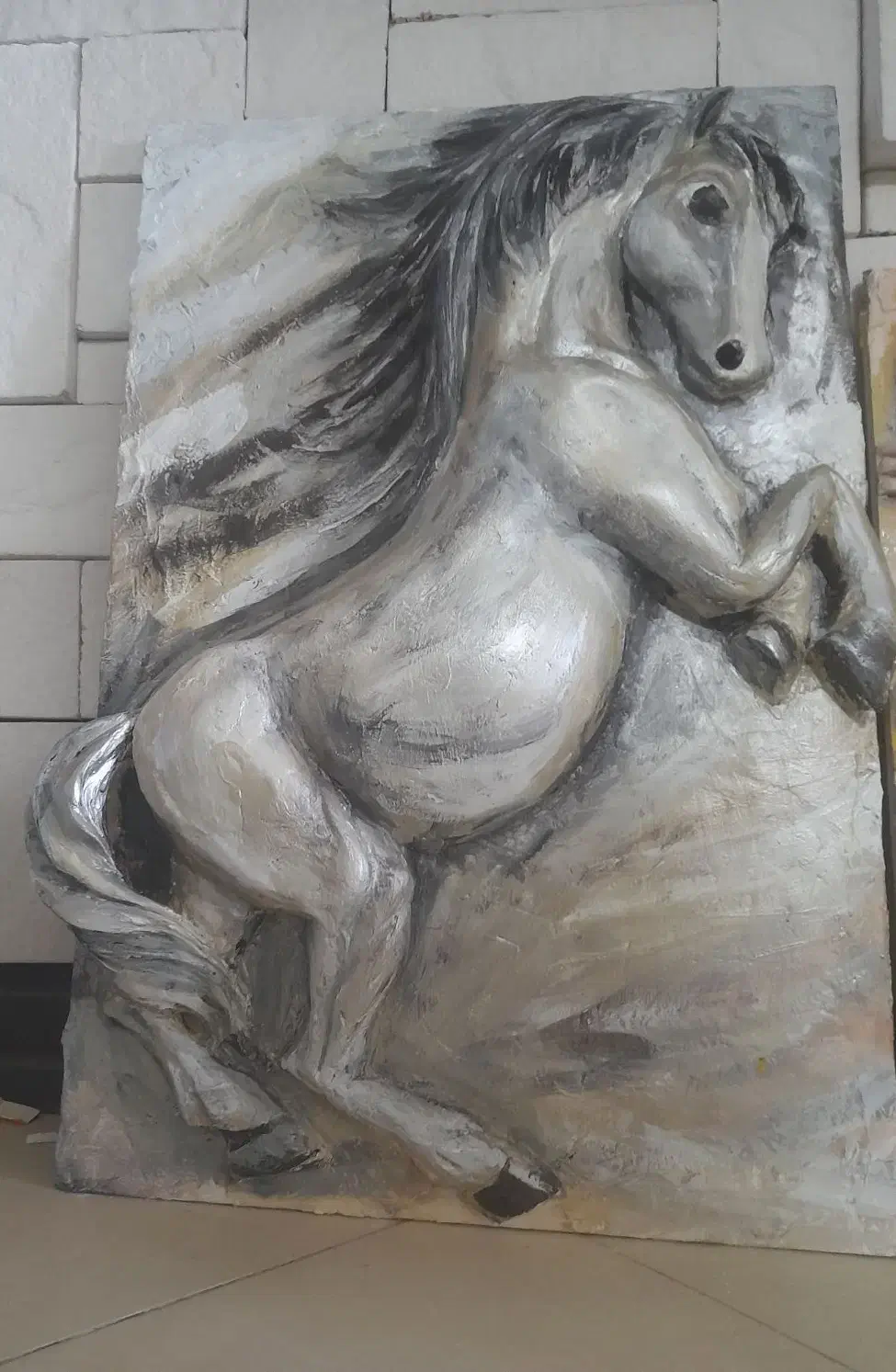 نقاشی رنگ و روغن و تابلو نقش برجسته هر سه تا با هم|تابلو، نقاشی، عکس|اصفهان, جلالیه|دیوار