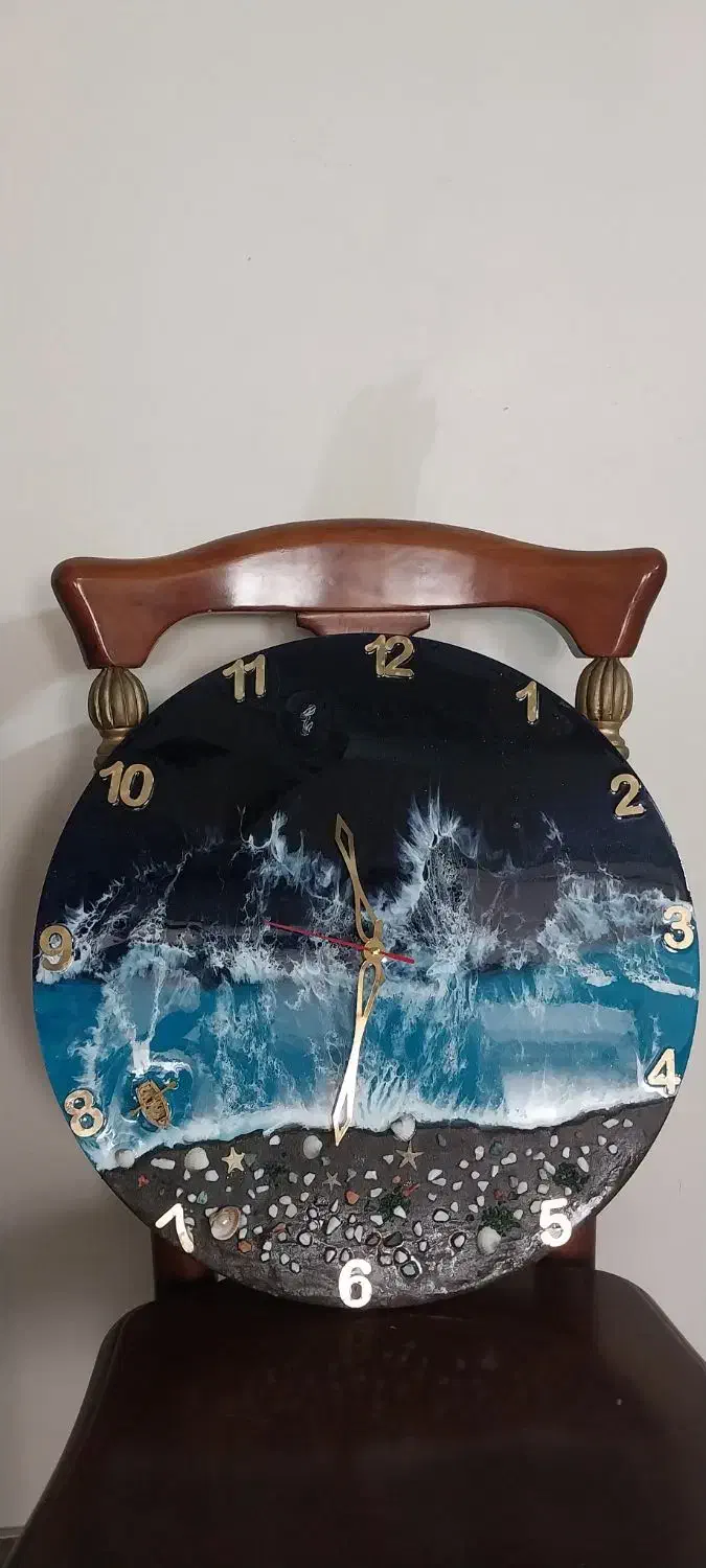 ساعت رزین دیواری طرح دریا|ساعت دیواری و تزئینی|ری, دیلمان|دیوار
