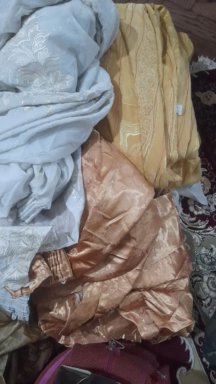 پرده ۳ در ۳ با تورش دودست|پرده، رانر، رومیزی|خرمشهر, |دیوار