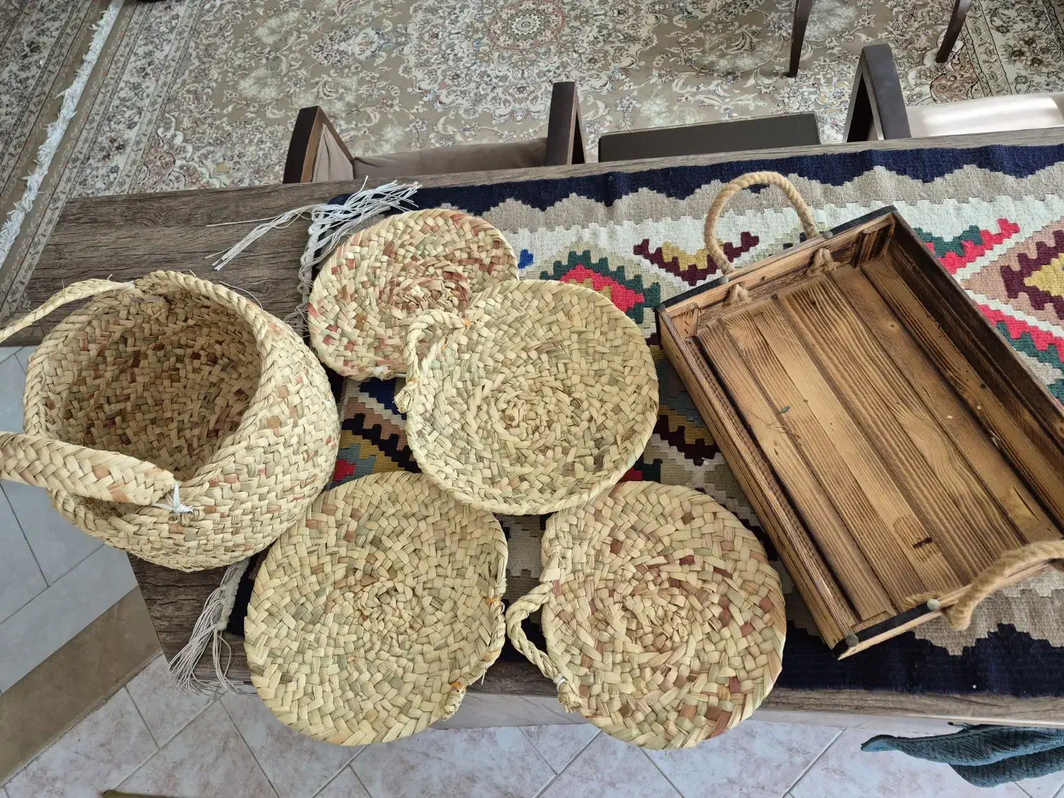 حصیر و سینی چوبی|صنایع دستی و سایر لوازم تزئینی|کرج, چهارصد دستگاه|دیوار