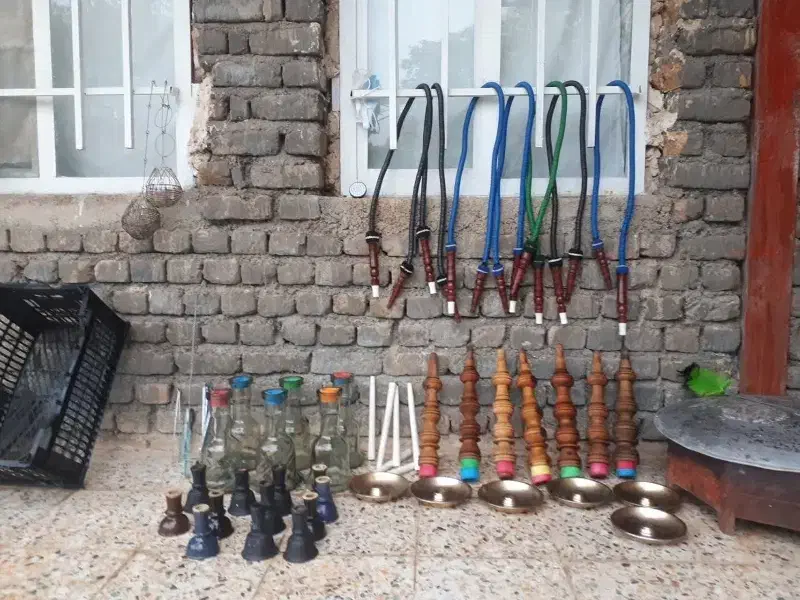 قلیان چوب گردو تکمیل|صنایع دستی و سایر لوازم تزئینی|الشتر, |دیوار