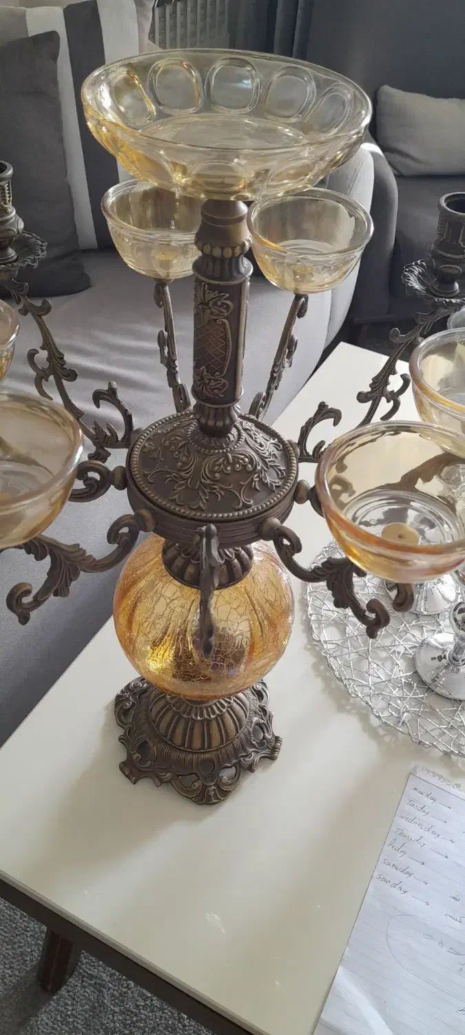 شمعدان برنز و شیشه|ظروف سرو و پذیرایی|محمدشهر, شهرک پیام (مهرالبرز)|دیوار