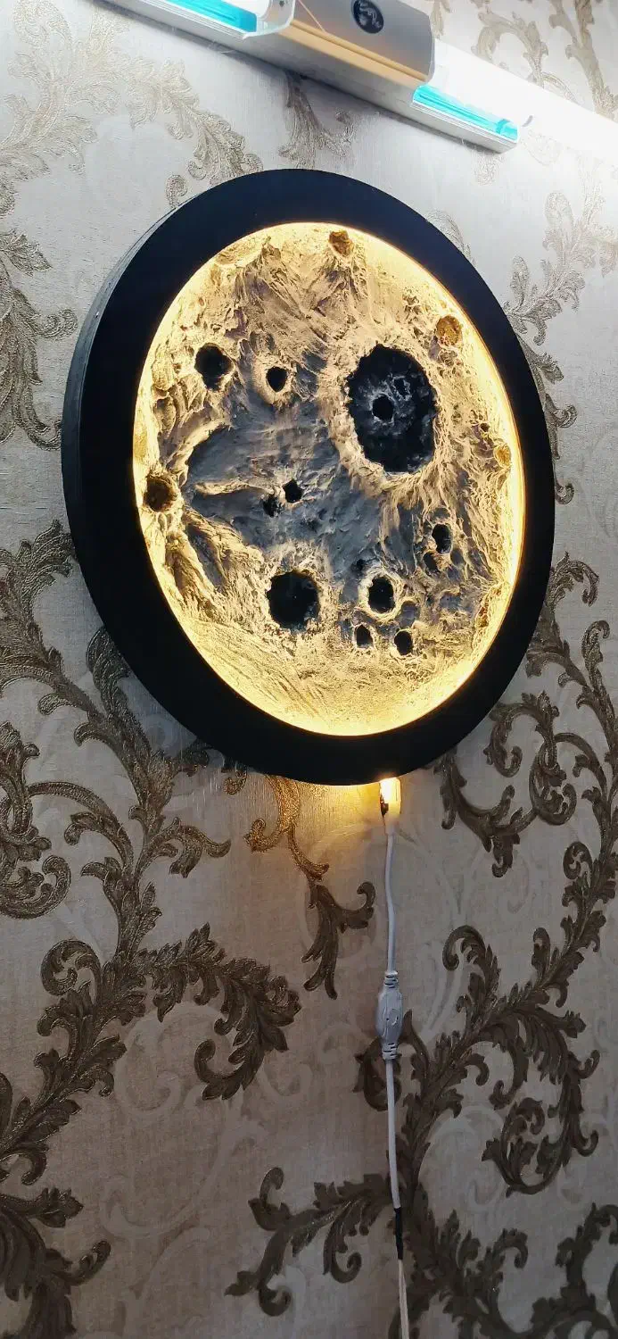 تابلو ماه نورانی مدرن چراغ دارسایز۵۰|تابلو، نقاشی، عکس|سلماس, |دیوار