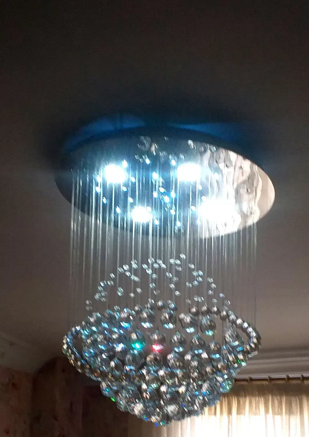 لوستر کریستالی کنترل دار نورپردازی چندحالته|لوستر و چراغ آویز|مشهد, نوید|دیوار