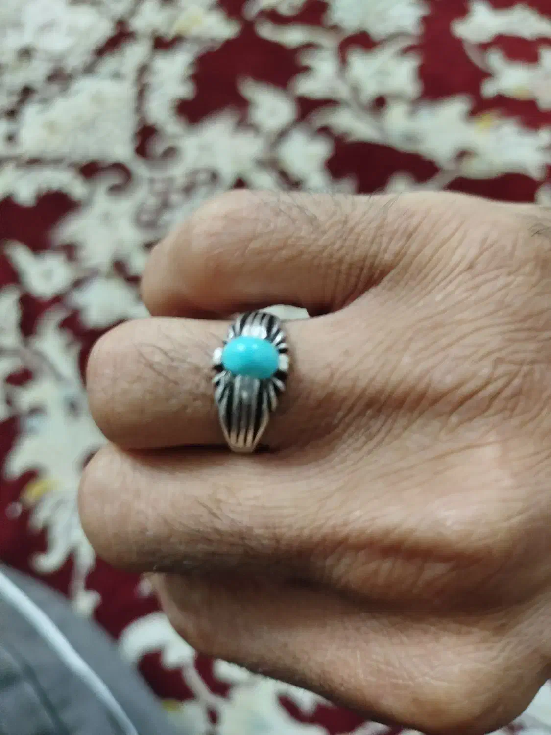 انگشتر یاقوت وفیروزه رکاب دستی|جواهرات|زنجان, |دیوار