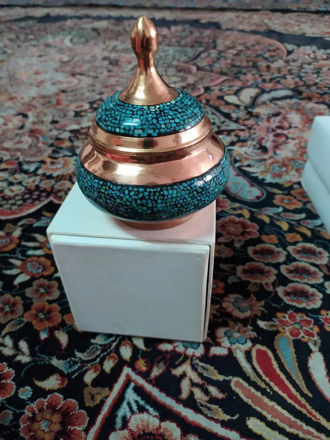 کیف چرم مجلسی زنانه وقندان فیروزه کوب مسی|کیف، کفش، کمربند|قنوات, |دیوار