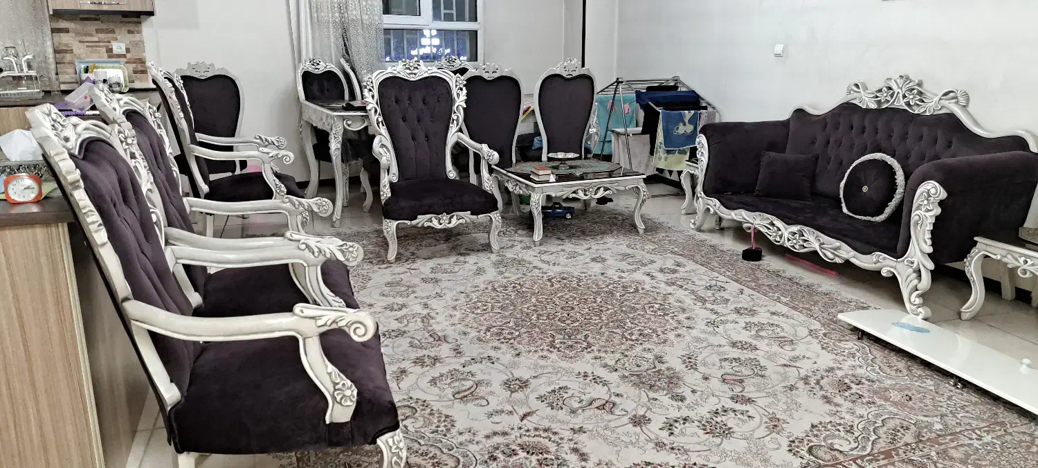 سرویس مبلمان ۷نفره به همراه میز نهارخوری۸نفره|مبلمان خانگی و میز عسلی|تهران, گرگان|دیوار