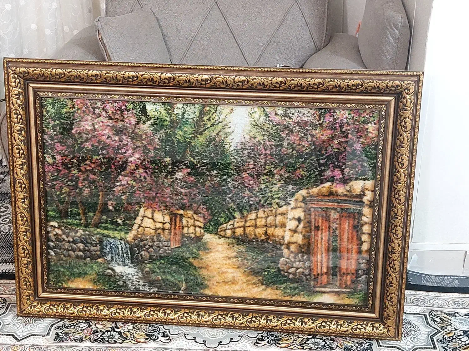 تابلو فرش دست بافت طرح خانه باغ|تابلو فرش|قشم, |دیوار