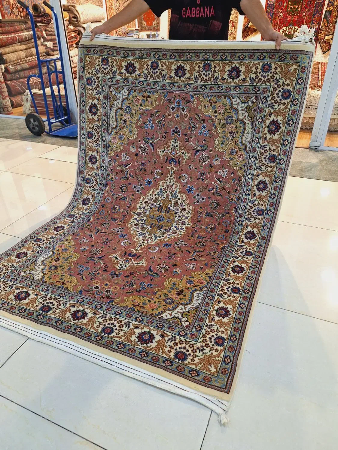 قالیچه دستباف آکبند قم ۵۰ رج کرک و ابریشم|فرش|تهران, اکباتان|دیوار