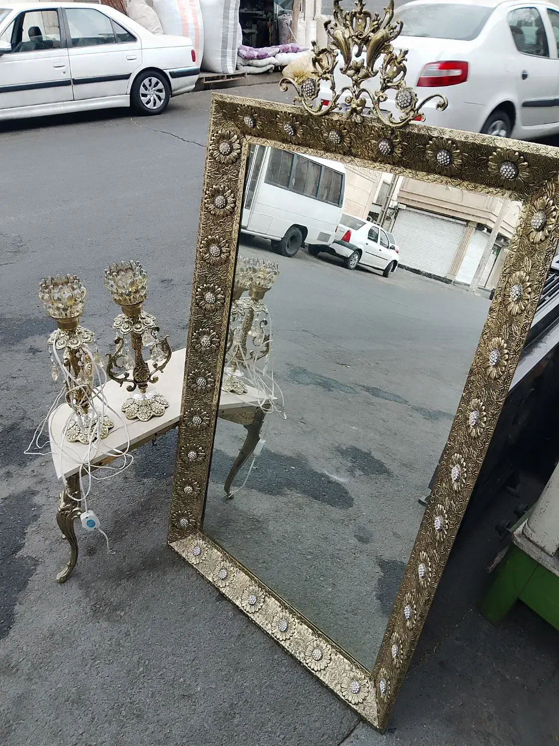 آیینه شمعدان و کنسول برنجی درحد|آینه|ری, علایین|دیوار