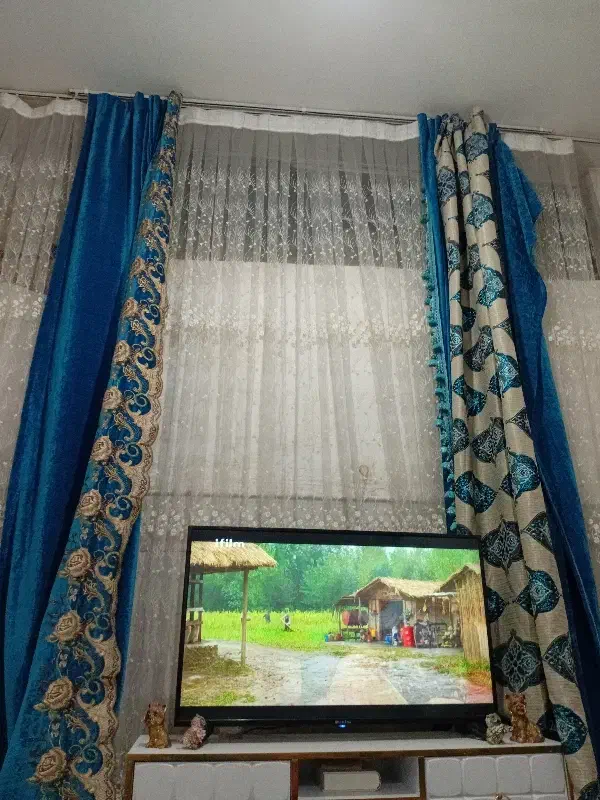 پرده حریر ابی|پرده، رانر، رومیزی|قم, زند آباد|دیوار