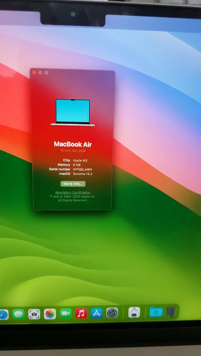 لپ تاپ مک بوک ایر M3|رایانه همراه|رشت, نیکمرام|دیوار