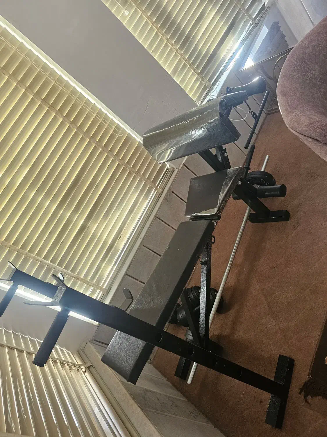 میز پرس 10کاره تاشو همراه با هالتر و وزنه|تجهیزات ورزشی|شهرضا, |دیوار