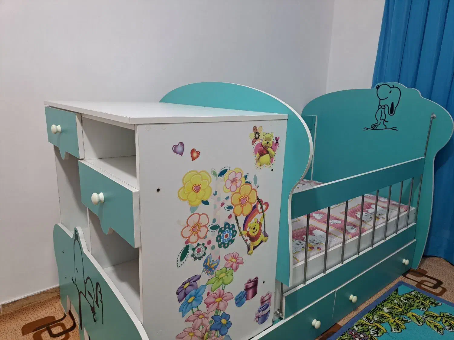 کمد وتخت خواب نوجوان همراه با میز|تخت و سرویس خواب|املش, |دیوار