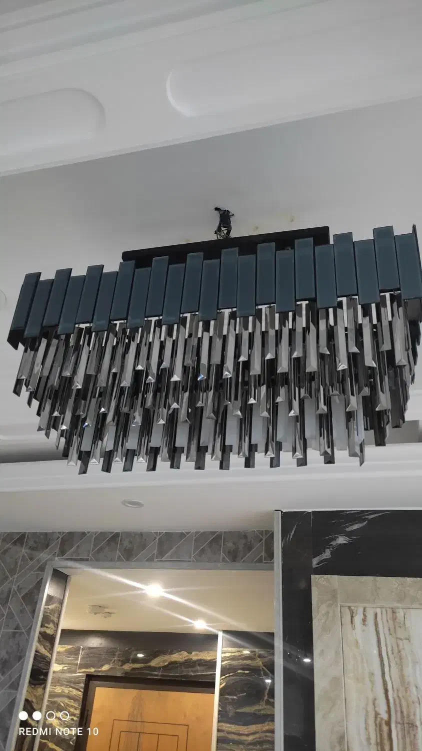 لوستر کاردی آینه ای مشکی و برفی|لوستر و چراغ آویز|کرج, عظیمیه|دیوار