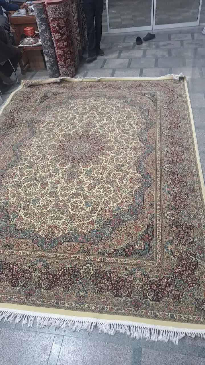 فرش ۹ متری الماس کویر طرح بهشت در حد نو|فرش|یزد, |دیوار