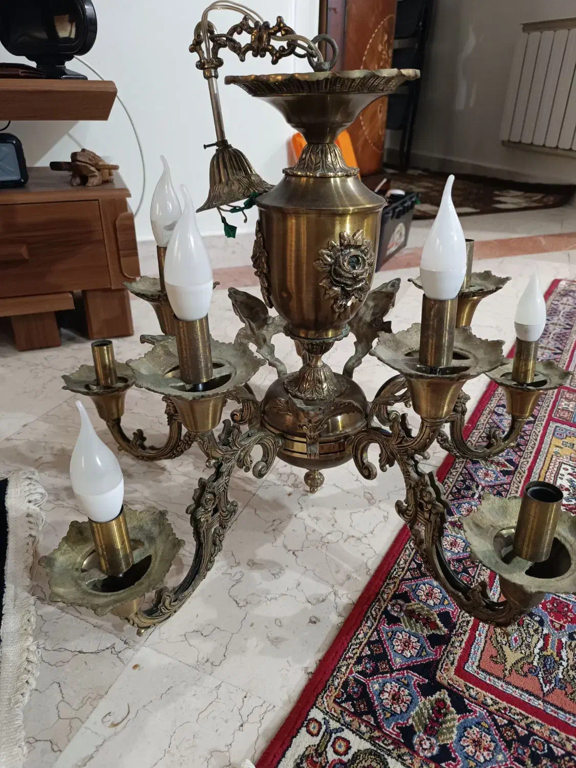 لوستر ده شاخه برنجی|لوستر و چراغ آویز|تهران, شمسآباد|دیوار