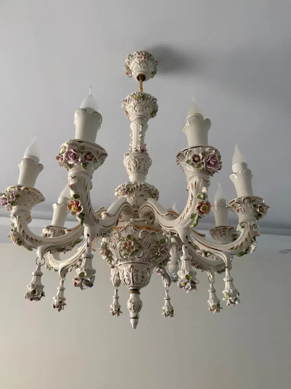 لوستر چینی آنتیک مدل گل برجسته یاس|لوستر و چراغ آویز|تهران, پونک|دیوار