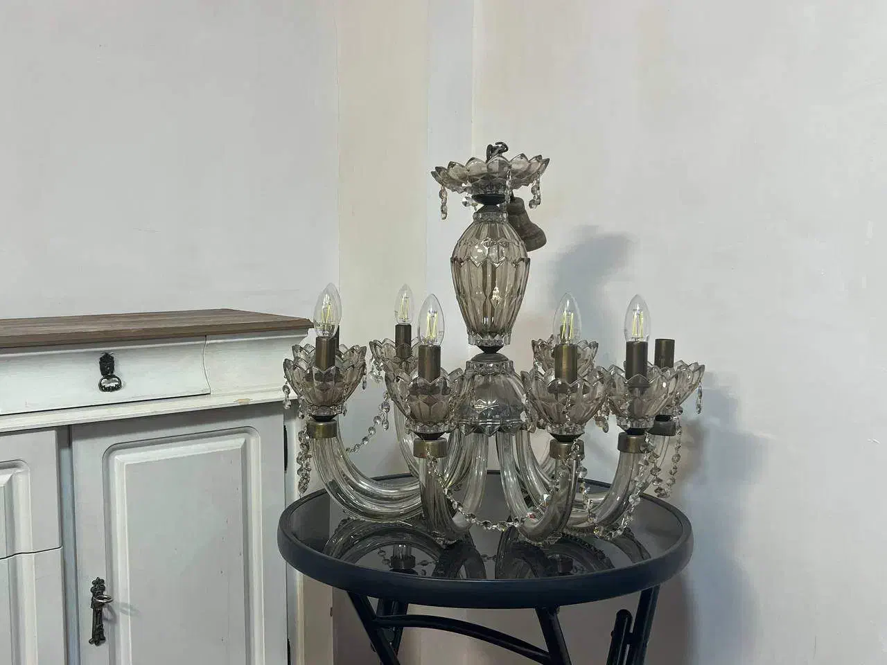 لوستر 8 شاخه کریستالی رنگ برنزی|لوستر و چراغ آویز|مشهد, سناباد|دیوار