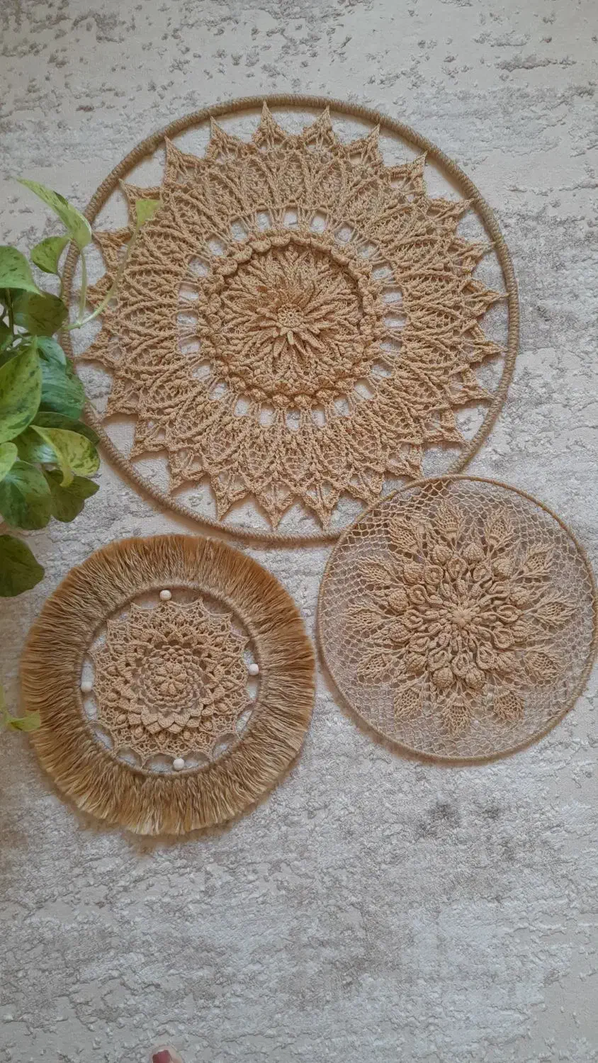 دیوارکوب قلاب بافی|صنایع دستی و سایر لوازم تزئینی|رودسر, |دیوار