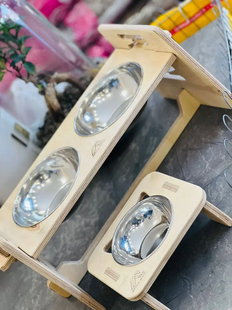 ظرف اب غذا چوبی استیل سرامیکی|لوازم جانبی حیوانات|مشهد, گلبرگ|دیوار