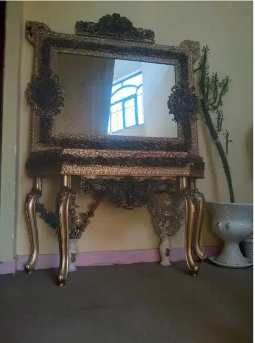 آیینه و کنسول چوبی بزرگ|بوفه، ویترین، کنسول|اسلامآباد غرب, |دیوار