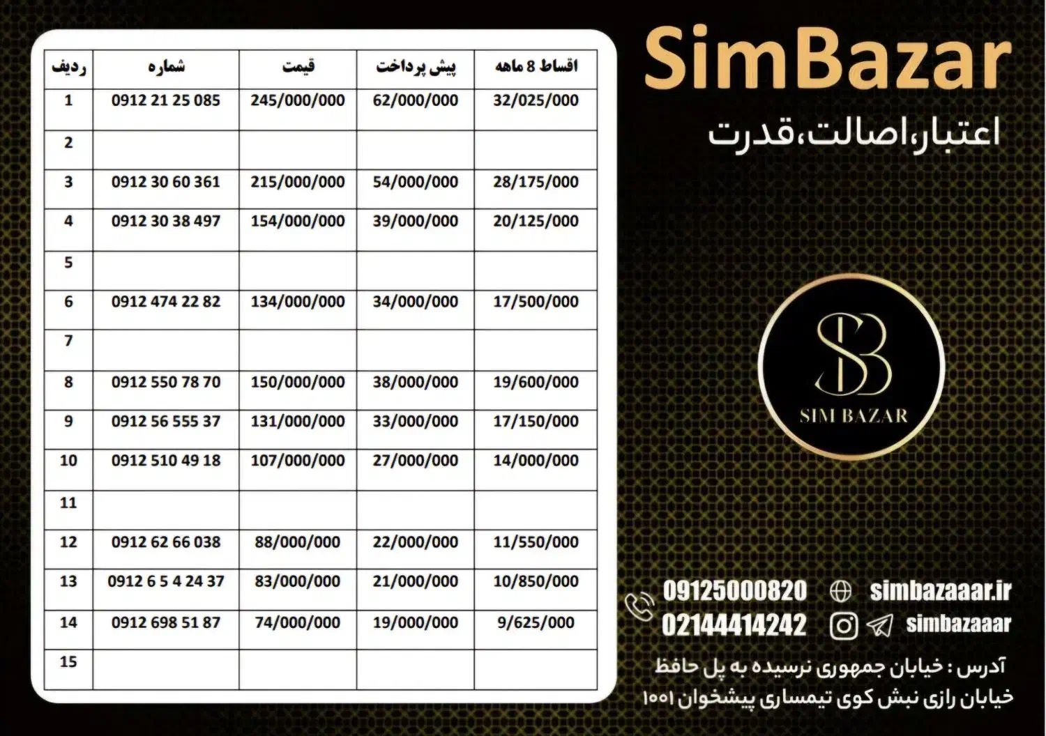 0912.21.25.085|سیم‌کارت|اندیشه, اندیشه فاز ۱|دیوار