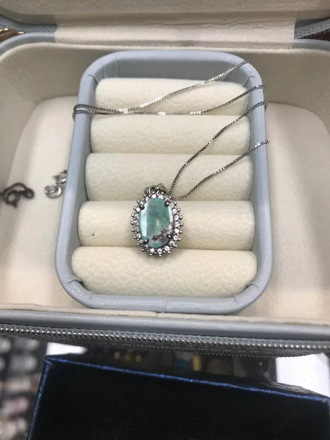 گردنبند نقره ایتالیا نگین فیروزه سبز|جواهرات|تهران, قیطریه|دیوار