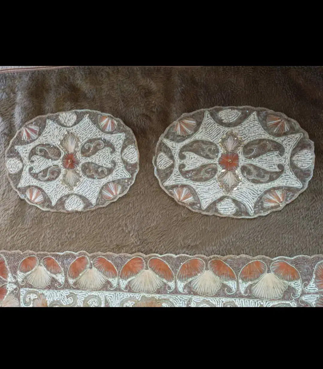 کار دست صدف دوزی و سنگ دوزی شده|پرده، رانر، رومیزی|نور, |دیوار