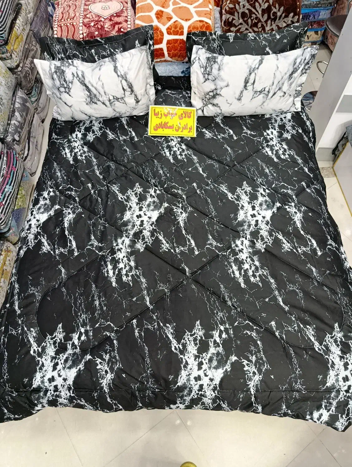 روتختی‌لحاف۲دونفره طرح‌سنگ سفیدمشکی‌معروف|سرویس روتختی|مشهد, عیدگاه|دیوار
