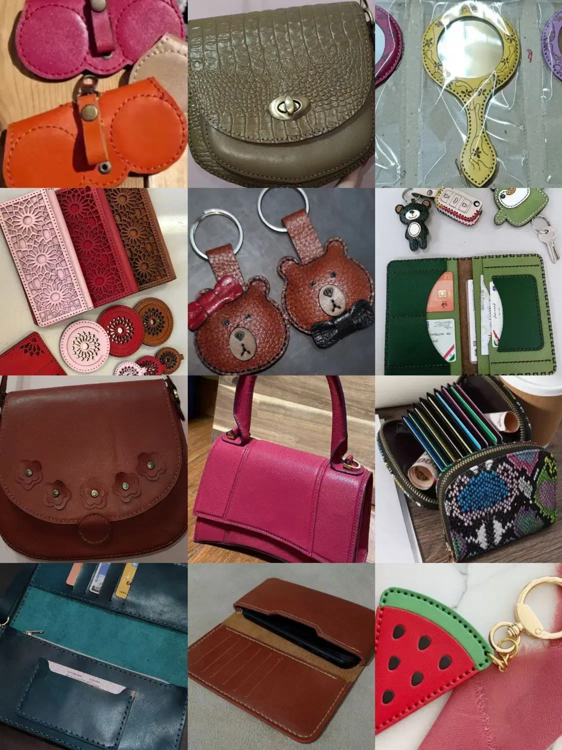 دوخت کیف پول جاکلید آینه چرم طبیعی دستدوز روز مادر|کیف، کفش، کمربند|تبریز, |دیوار