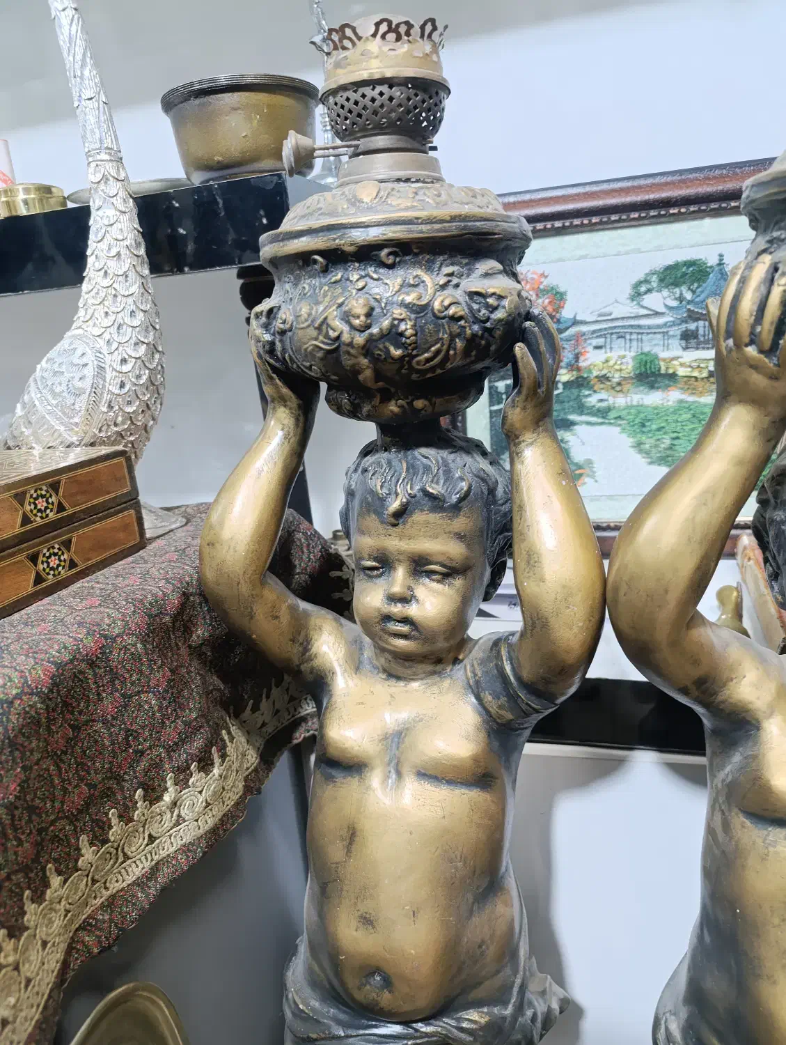 جفت چراغ آنتیک و قدیمی|کلکسیون اشیاء عتیقه|شهریار, شهریار|دیوار