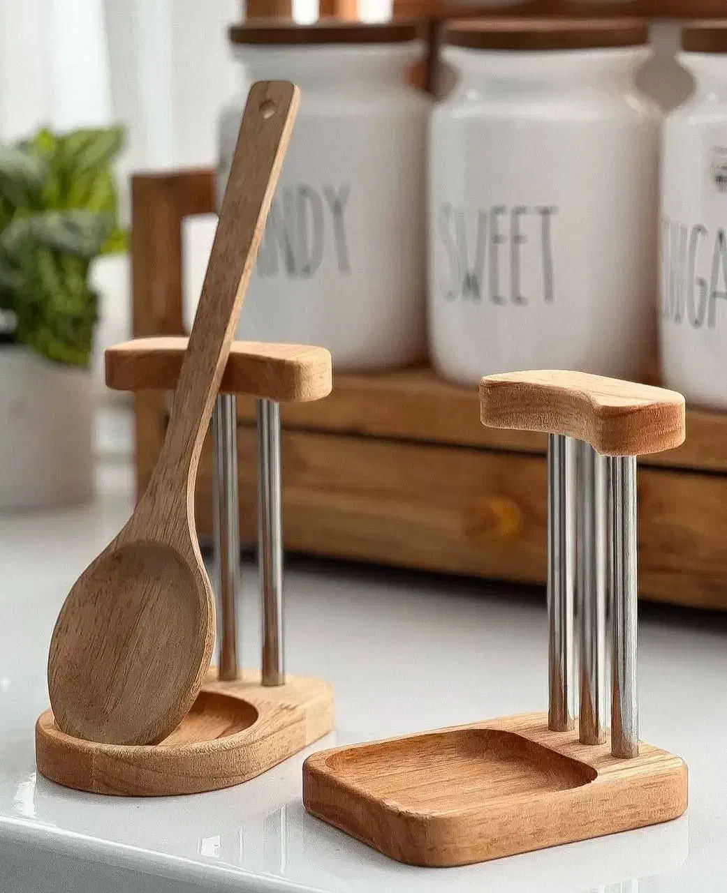 جا قاشق چوبی آشپزخانه بامبو مدل لوتوس|آبچکان و نظمدهنده ظروف|سیرجان, |دیوار